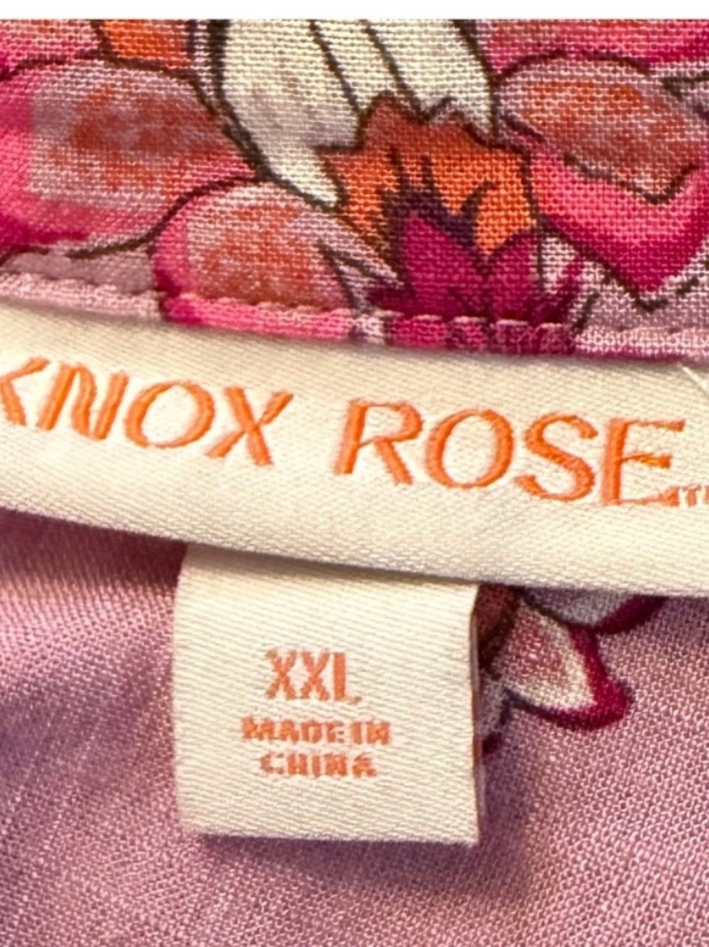 Knox Rose Pink and Orange Floral Blouse Button Down - Picture 3 of 4
